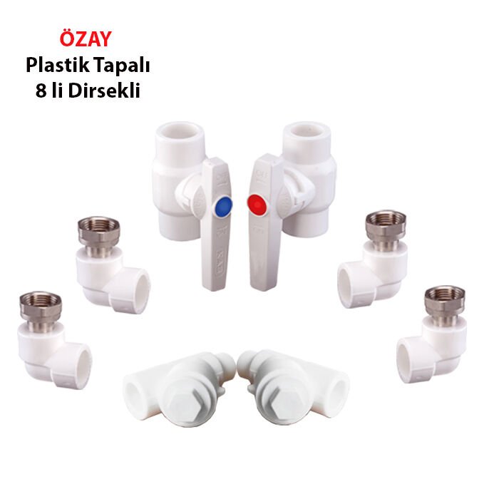 PLASTİK TAPALI KOMBİ SETİ DİRSEKLİ 8 Lİ (ÖZAY)-(KOLİ ADET 30)